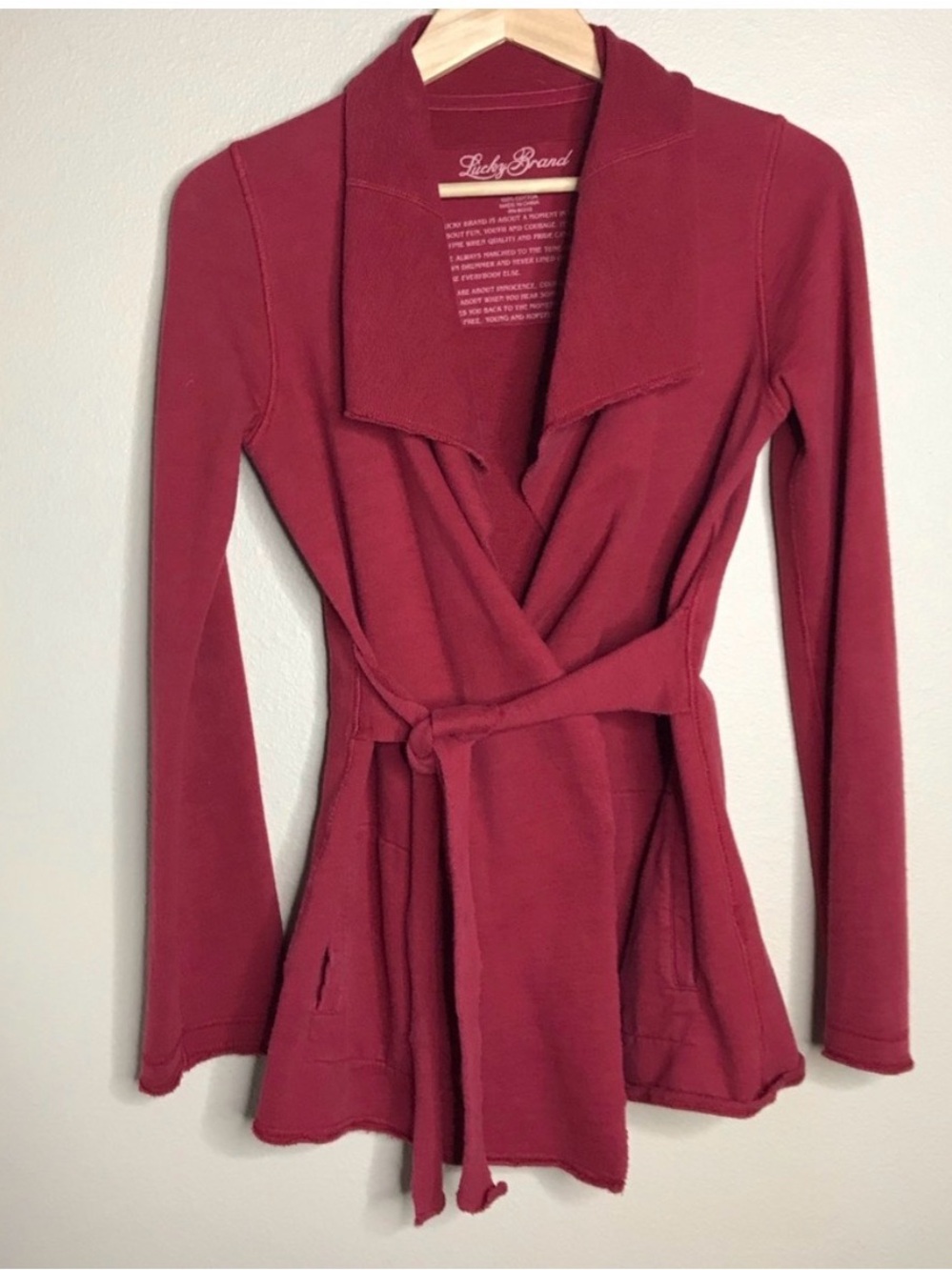 Lucky Brand Cardigan Jacket Open Front Belted XS
